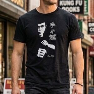 Bruce Lee Graphic T-Shirt Mens Medium Black Cotton Tee